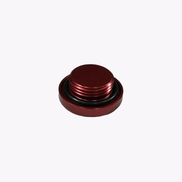 Yamaha RAPTOR 700 2009-2022 Top Crankcase Oil Filler Drain Plug Aluminum - Red - Image 2